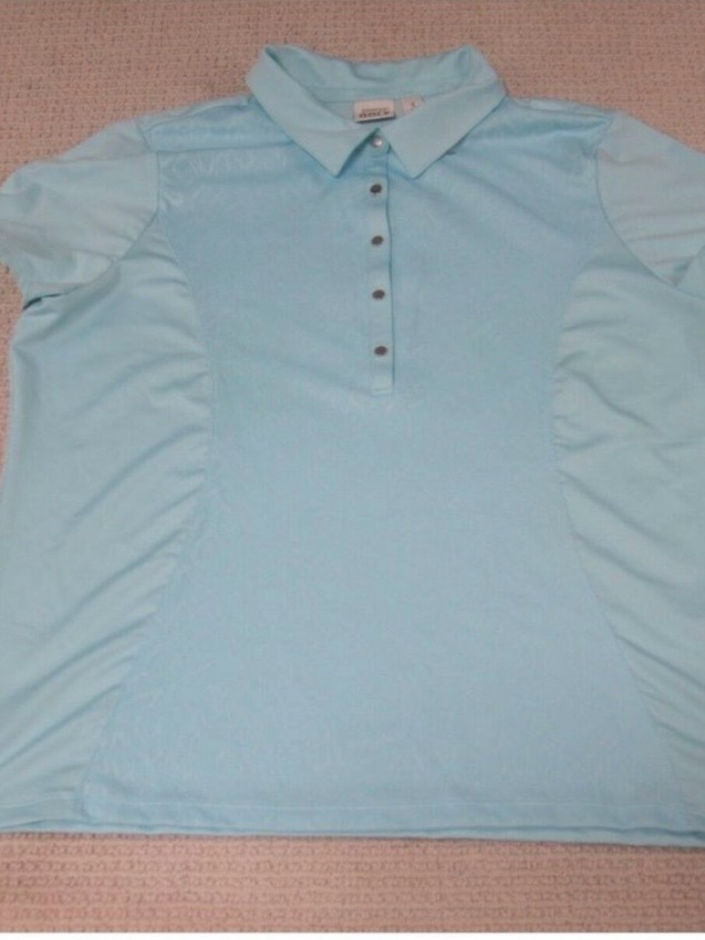 Zenergy Chico's Shirt Womens 3 Blue Polo Casual Button Up Short Sleeve Top